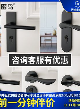 雷鸟黑色卧室门锁l美式室内房门锁分体锁欧式简约锁实木门把手套