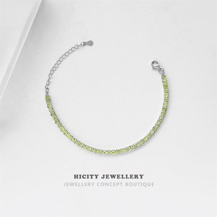《匆匆那年》清新简约时尚百搭精致珠宝镶嵌天然橄榄石手链礼物女