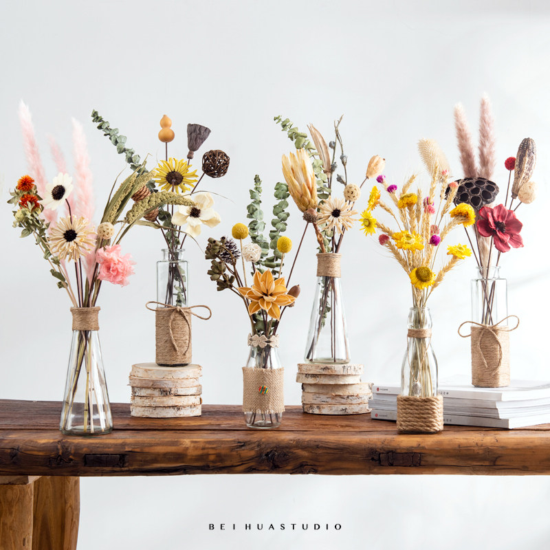 手工麻绳花器套餐干花满天星松果芦苇七夕节礼物送女友小清新花束,家居饰品,干花/花瓣/干花包/干树枝,淘宝优惠券,粉丝福利购,淘宝优惠卷