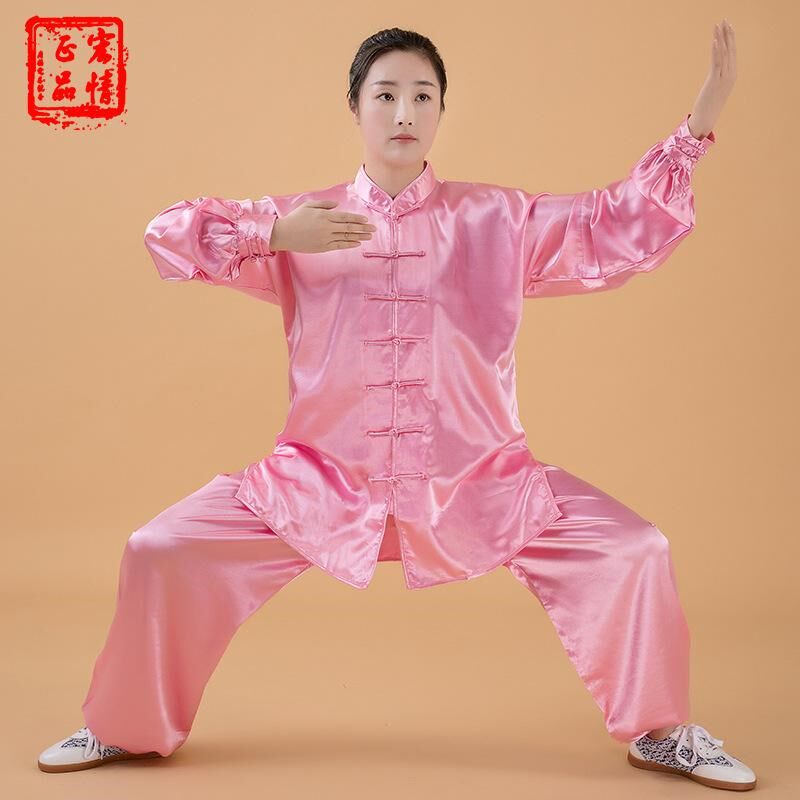 太极服武术练功表k演拳男女丝服装南韩女春夏宏款晨练春秋套装男