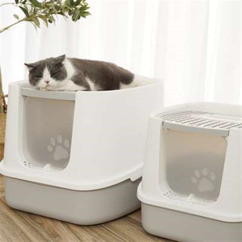 新款新疆包邮猫厕所大号除顶入式除臭貓砂盆防外溅全封闭式猫沙盆