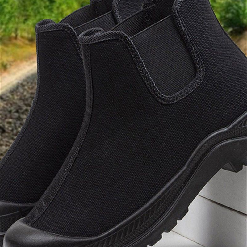 黑色一脚蹬高帮帆布鞋男鞋2025夏秋季新款情侣马丁靴男士工装鞋女,流行男鞋,帆布鞋,淘宝优惠券,粉丝福利购,淘宝优惠卷