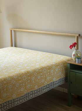 美式乡村A类盖毯黄色单双人空调毯子卧室双面纱布厚床单平整