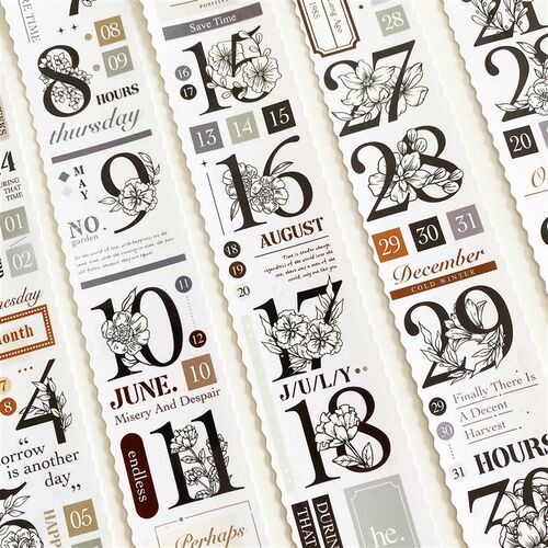 新品手帐字素胶带整卷数字s论文字DIY日付高颜值学生手账贴纸贴画