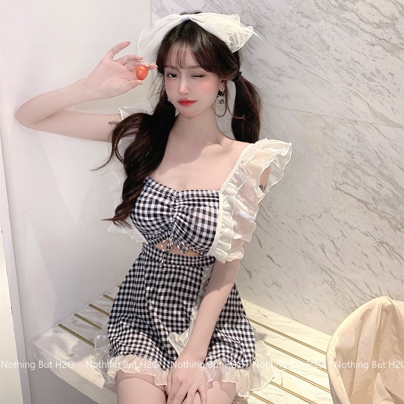 泳衣女韩国inhs风连体裙式保守甜美少女日系可爱仙女范泡温泉泳装