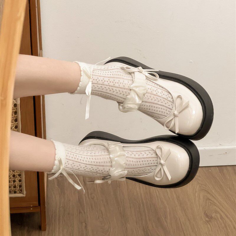 甜酷玛丽珍女鞋小皮鞋女o松糕鞋Lolita学院风日系jk厚底蝴蝶结单