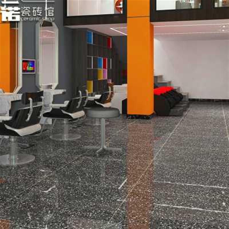 亮光面水磨石地砖800x800客厅理发店地板砖商铺服装店全抛釉瓷砖