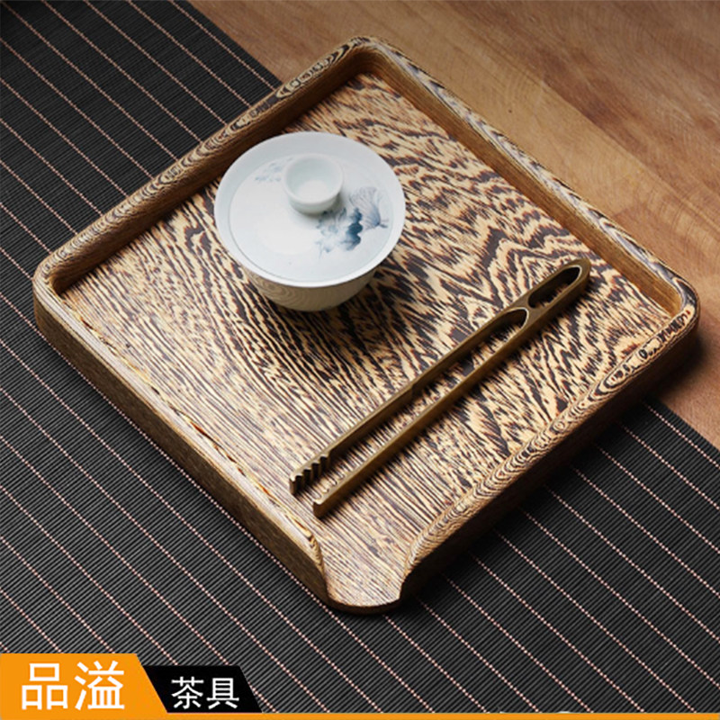 整块实木b挖空普洱茶盘鸡翅木分茶盘单层评审盘茶饼储茶盒木制收