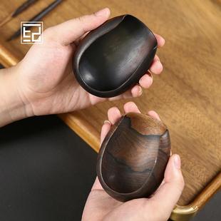 手工实木紫光檀木茶则二件套家用黑柿木赏茶荷茶铲茶具六君子套装