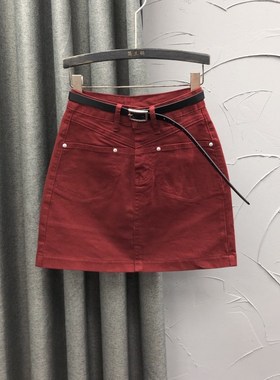 紫色高腰牛仔短裙女2025年春季时尚修身显瘦百搭洋气A字半身裙子