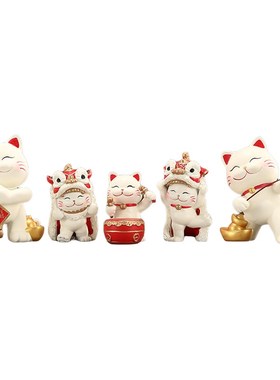 新款招财猫摆件入户玄关客厅旺宅摆件可爱四口电视机柜台面装饰品
