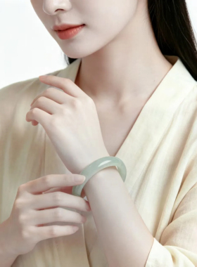 福安美玉青山黛美人镯天然东陵玉