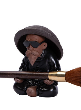 创意卡通龟仙人茶宠摆件过滤茶漏笔托两用个性茶玩茶桌茶室装饰品