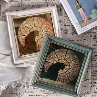 教堂猫拼图相框欧式复古迷你正方形画框教堂的猫拼图装裱30cm画框