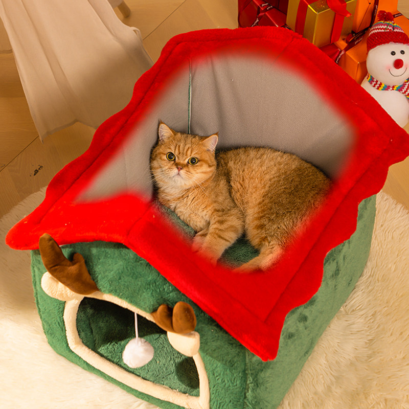 耶诞猫窝四季通用可拆洗加厚猫咪房子狗窝封闭式别墅冬季保暖猫床,宠物/宠物食品及用品,猫窝/屋/帐篷/沙发,淘宝优惠券,粉丝福利购,淘宝优惠卷