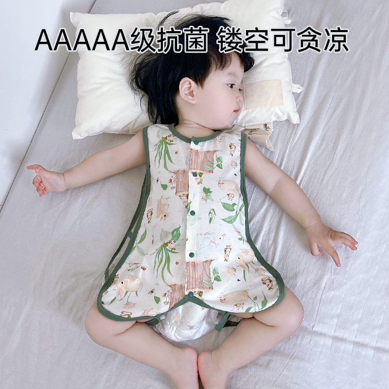 婴儿夏季连体衣薄款琵琶衣男宝宝女纯棉轻薄透气背心无袖爬服夏装