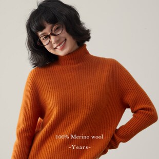 女高领针织衫 新款 艺术感彩纱羊毛毛衣保暖加厚2024冬季 彩色雪点