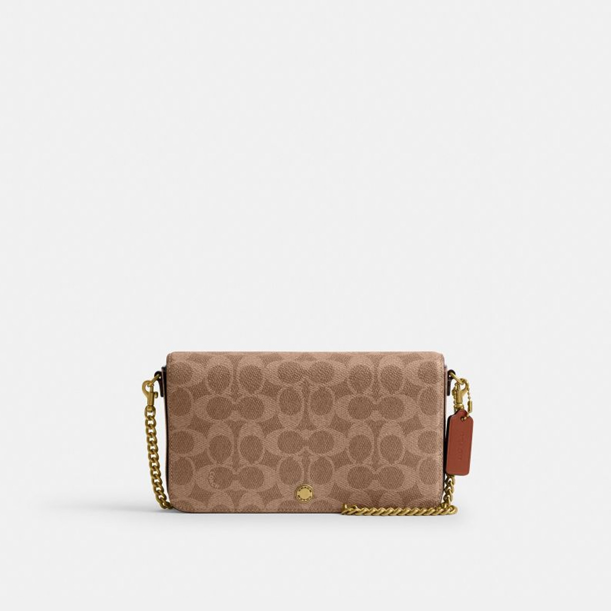COACH/蔻驰MILA女包通勤百搭老花款链条信封包按扣开合单肩斜挎包