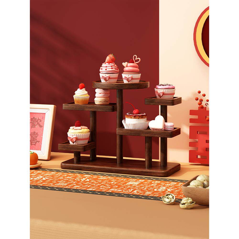 甜品台展示架订婚茶歇摆台桌面中式装饰周岁生日蛋糕点心摆放架子