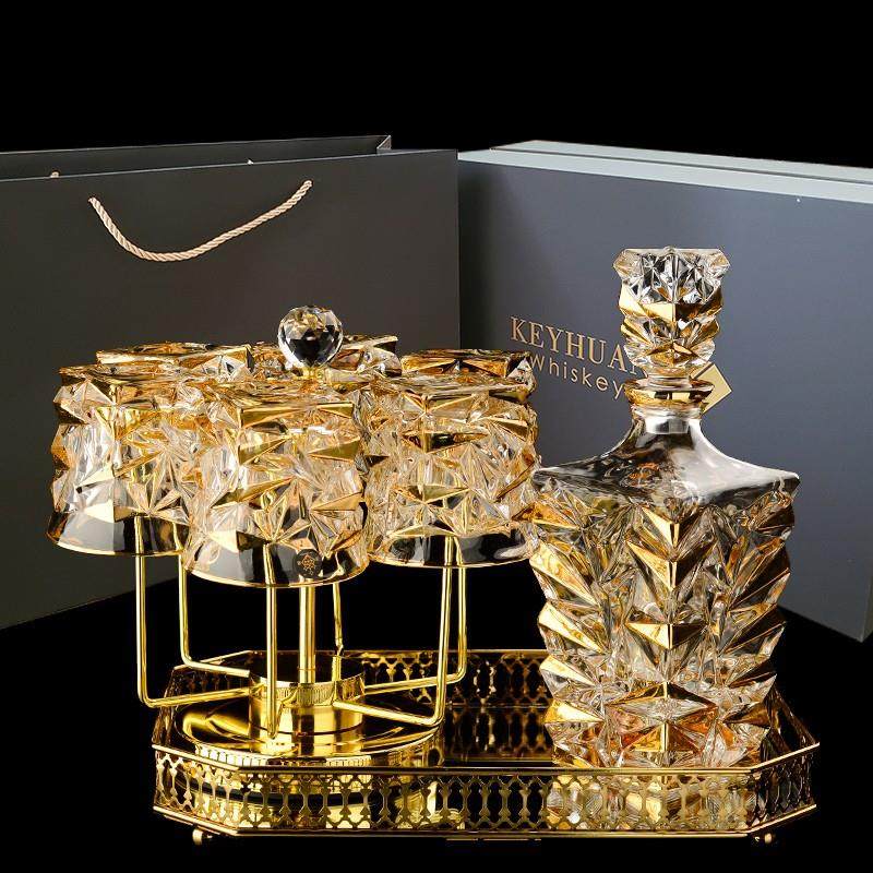 欧式奢华威士忌杯礼盒套装水晶玻璃酒杯洋酒杯大号描金酒樽酒具