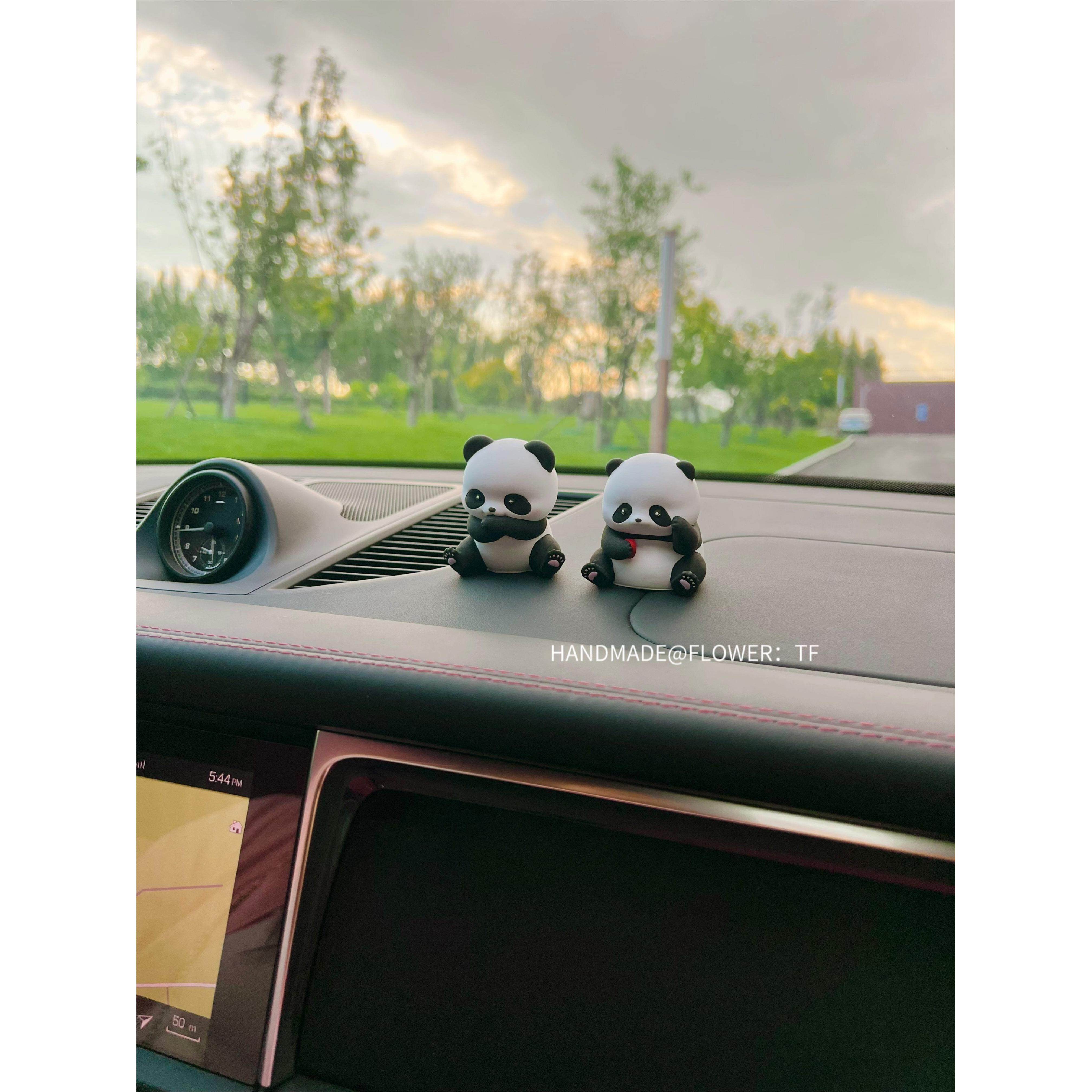 熊猫萌兰花花车载香薰扩香石摆件香薰女生新车内可爱装饰用品礼物