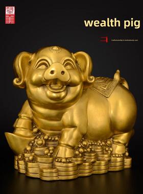 铜猪饰品铜猪装饰工艺品客厅入口酒柜猪年礼品金猪店开业