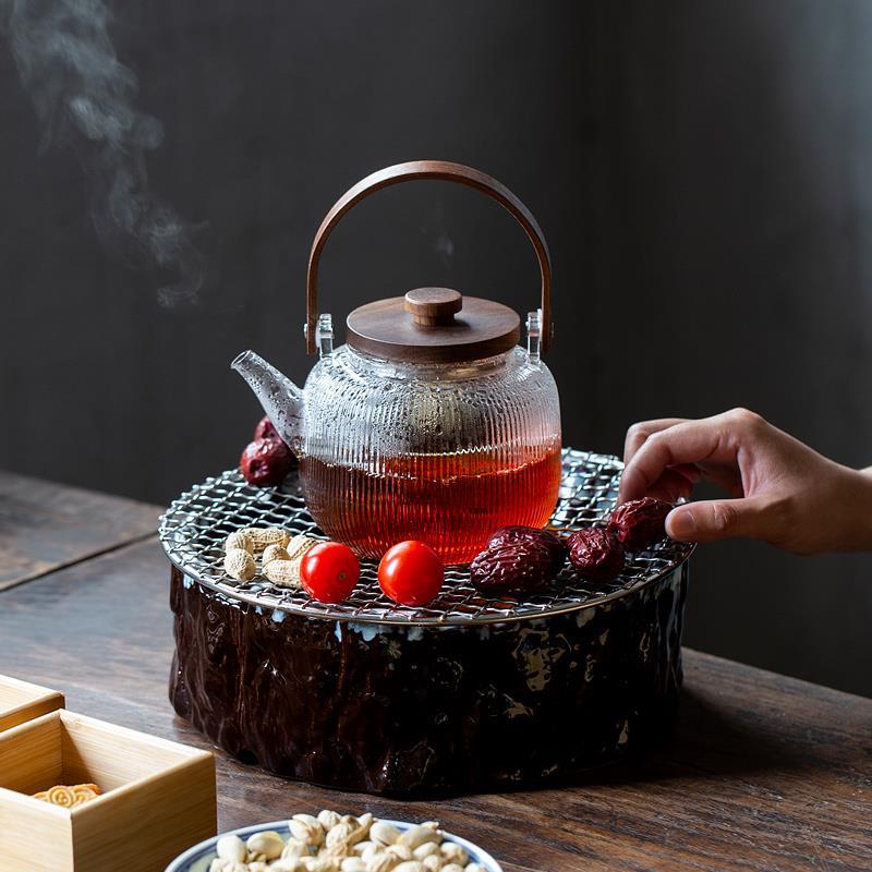围炉煮茶电陶炉煮茶器陶瓷树桩家用烤茶炉耐高温煮茶壶烧水炉套装
