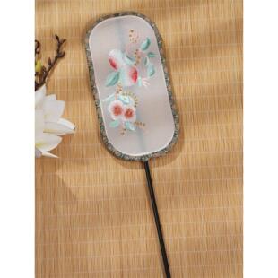 胖鸟繁盛刺绣长柄圆扇冬瓜扇旗袍童舞扇歌锦古风汉代妇女饰品