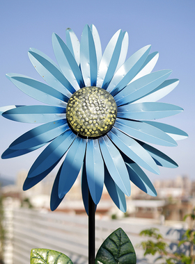 向日葵大风车摆件铁艺户外花园装饰旋转庭院民宿别墅露台创意景观