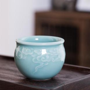 茶具茶杯礼盒装 青瓷主人杯手工天青单杯陶瓷风水缸品茗杯中式 可选