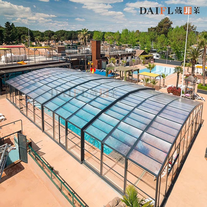 预防违建泳池可移动露台阳光房伸缩棚别墅智能盖顶电动阳光棚定制