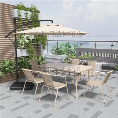 户外休闲室外庭院休闲桌椅带伞露天户外三件套阳台桌椅组合防晒