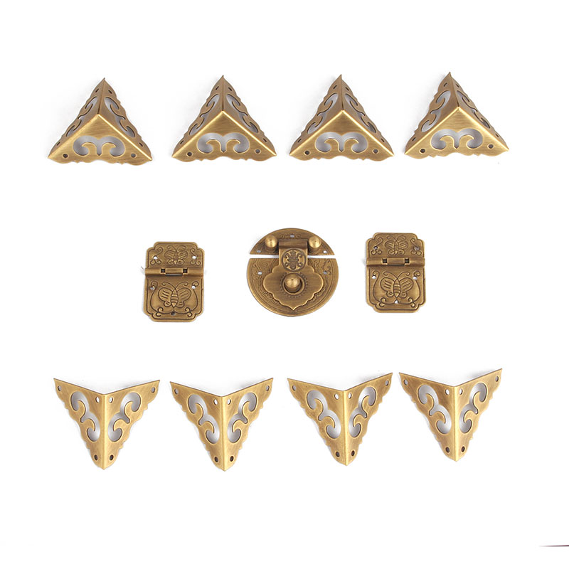 樟木箱铜包角五金铜配件箱扣首饰盒箱牌仿古铜套件搭扣木箱子锁扣