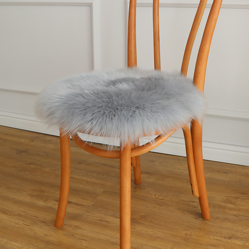 白色纯羊毛圆形椅子垫梳妆台毛毛垫餐椅垫学生加厚坐垫凳子屁股垫