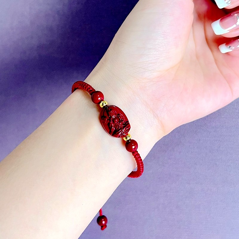 朱砂文殊菩萨兔年本命年红绳手链女属兔龙蛇本命佛手串男士手绳