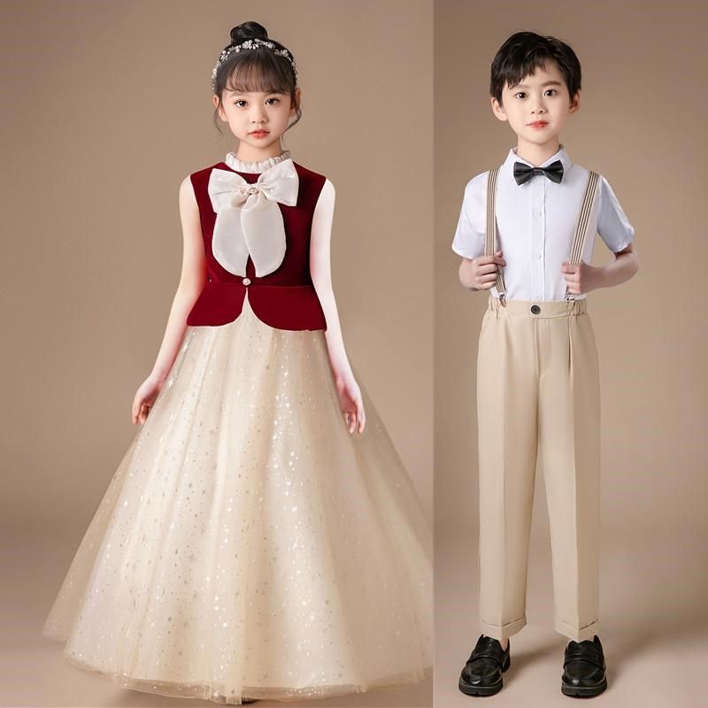 元旦儿童演出服女童长裙秋冬新款主持人中小学生合唱服男童背带裤,童装/婴儿装/亲子装,儿童礼服,淘宝优惠券,粉丝福利购,淘宝优惠卷