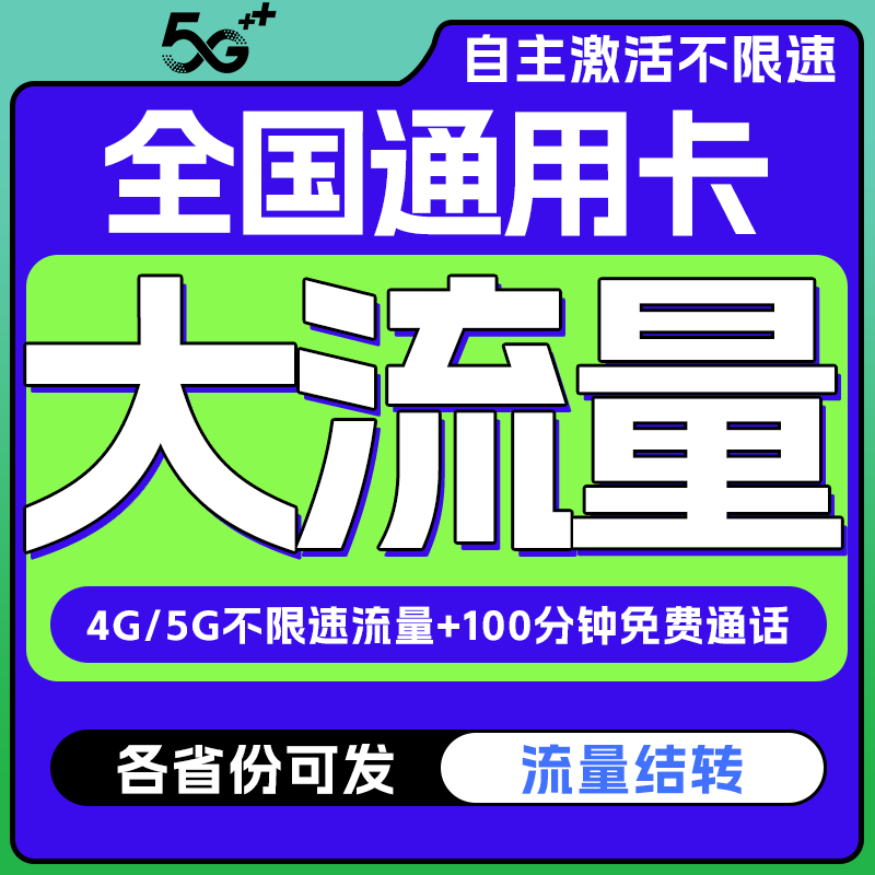 全国通用流量卡纯流量上网卡大流量卡手机电话卡无线限广电低月租