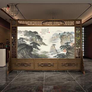 客厅镂空座屏定制 实木屏风隔断办公室进门遮挡公司酒店大厅新中式