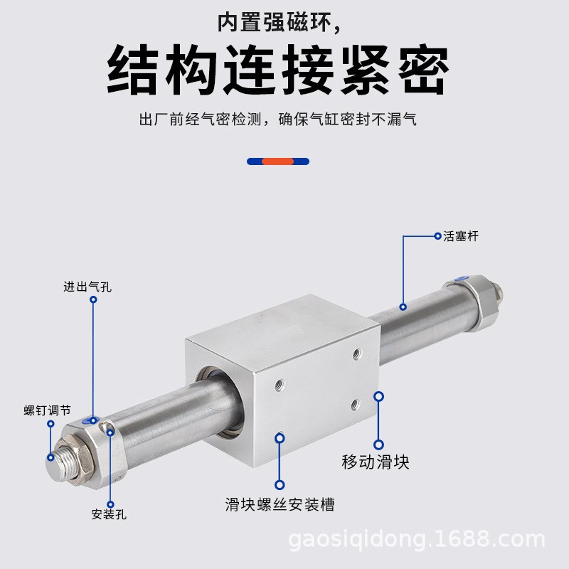 RMS磁偶式气动滑台MRD无杆气缸CY3B10/16/20/25/32/40-50/100/200