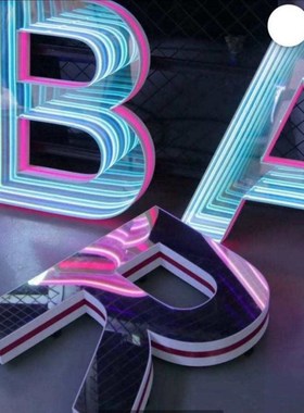 定做3D发光字门头招牌千层镜无限深渊镜幻彩发光字霓虹灯广告牌