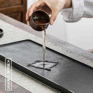天然整块乌金石头茶盘大号家用干泡简约泡茶台石制板茶桌茶托