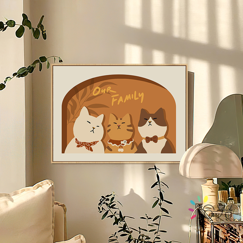 电表箱装饰画遮挡盖板配电源闸盒总开关原木风新网红猫咪家用挂画