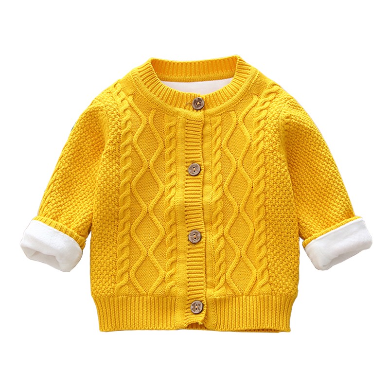 婴儿针织开衫加绒加厚纯棉女童毛衣针织衫新生儿男宝宝毛线衣外套