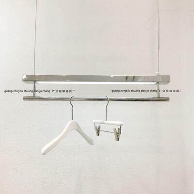 服装店展示架不锈钢钢丝吊架带灯悬挂女装店陈列架挂衣服尺寸定制