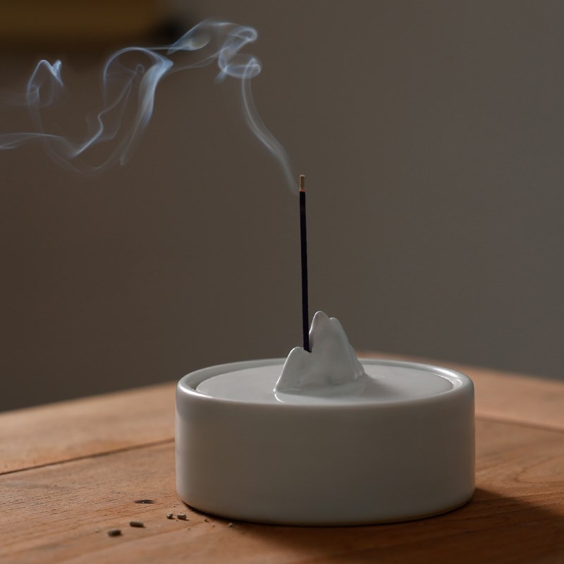 汝窑青瓷山形墨池 砚台带盖书法专用砚台防干墨碟瓷器摆件存墨墨