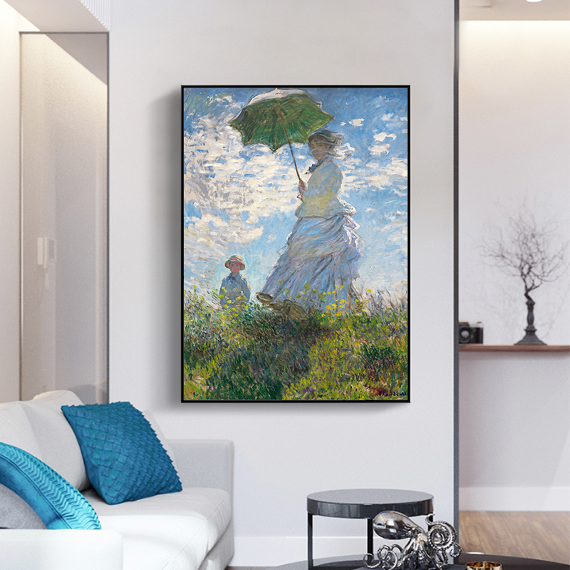 莫奈装饰画卧室墙画酒店餐厅壁画过道玄关挂画印象派油画世界名画