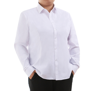 胖mm職業工作服正裝 長袖 白襯衫 女寬松加大碼 襯衣200斤加肥工裝