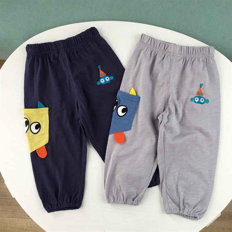 90-140小童纯棉防蚊裤竹节棉男童裤子春夏薄款长裤空调裤恐龙图案