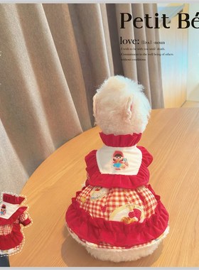 瑞贝卡小小姐 约克夏公主裙子贵宾秋冬款加厚绒布偶猫咪红色棉服