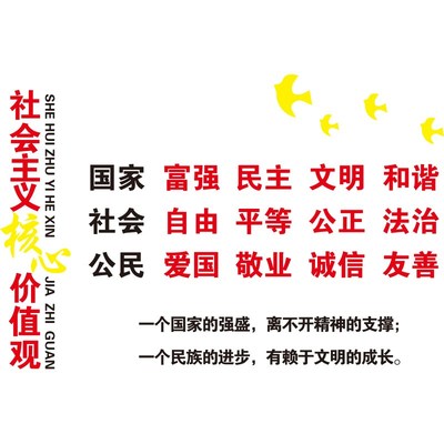 社会主义核心价值观墙贴纸3d党建文化单位会议室墙面装饰设计布置